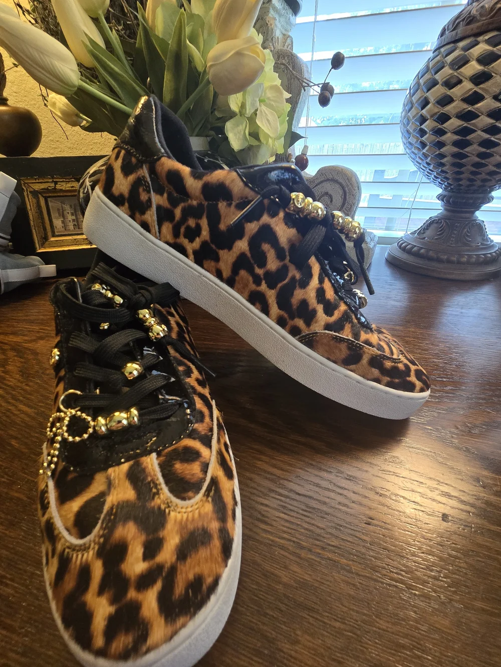 Michael Kors Black and Brown Leopard Print Sneaker